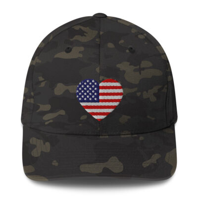 Patriotism4American's - American Heart - Red Flag - Flex-fit Cap