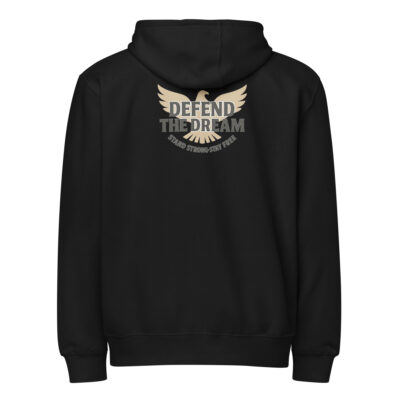 Brave & Free Patriotic Zip Hoodie – Tattered American Flag Heart Front & Bold Back Emblem | Soft, Warm, Year-Round Unisex Hoodie