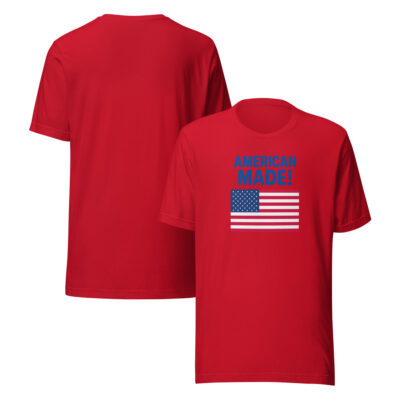 Patriotism4Americans blue on red – Made in America Unisex t-shirt
