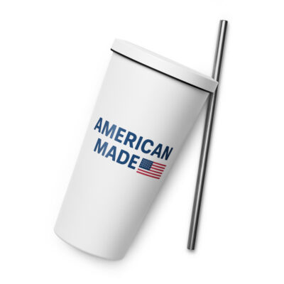 Insulated tumbler with a straw