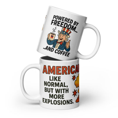 P4A - Patriotic Coffee Mug – Powered by Coffee White Glossy Mug
