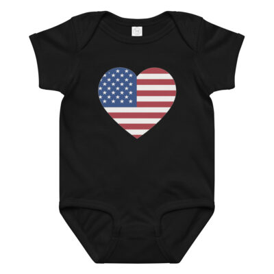 P4A - Baby American Flag Heart Bodysuit