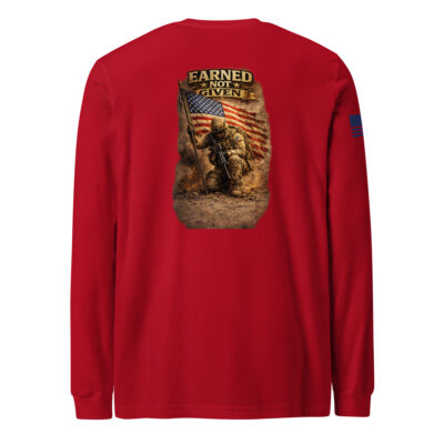 P4A - Earned. Not Given. Standing Guard Since 1776 — Premium Patriotic Long Sleeve T-Shirt